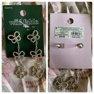 WILD FABLE, BUTTERFLY DROP EARRINGS, BLING, NICKLE FREE